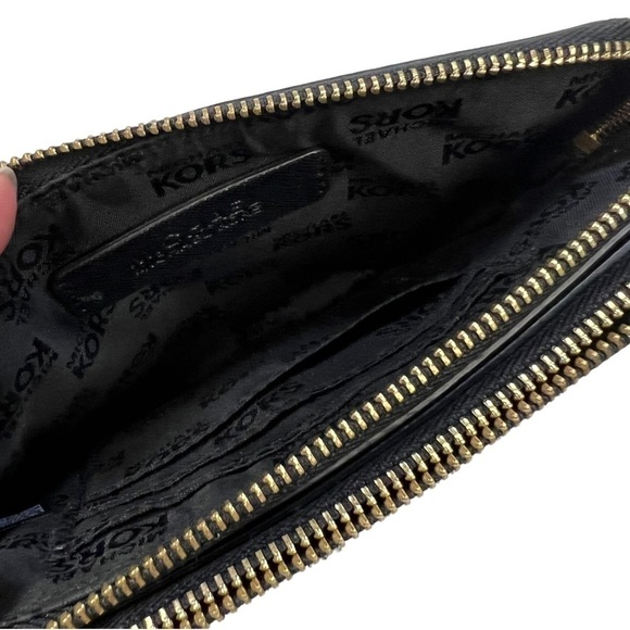 Michael Kors MK Black Double Zip Wristlet Clutch Wallet - Picture 5 of 8